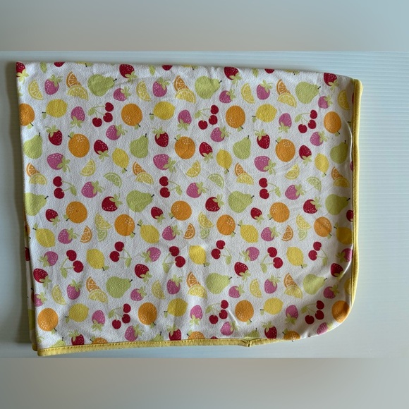 Gymboree Berry Sweet Line Cherry Fruits Baby Blanket Reversible Vintage - Picture 2 of 4